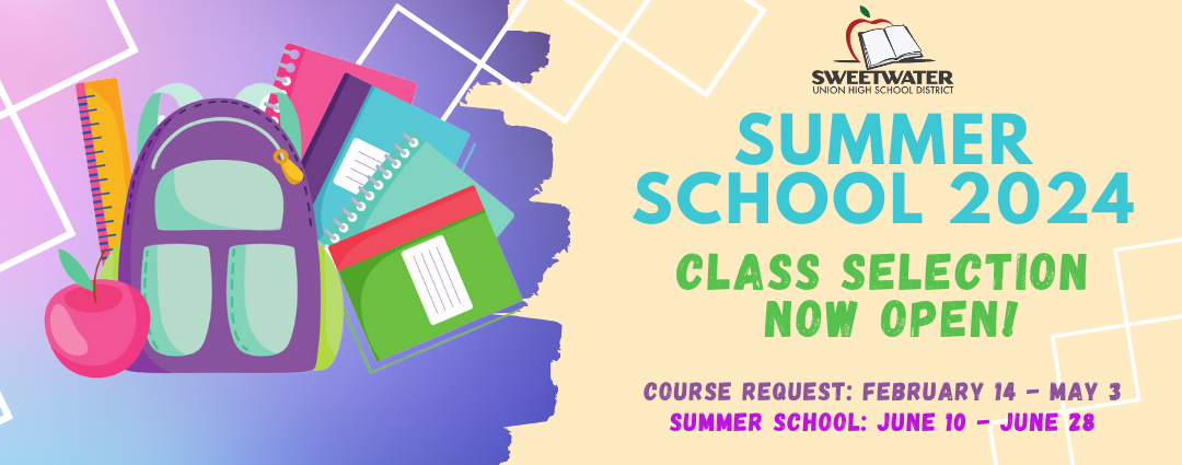 SUMMER SCHOOL 2024 CLASS SELECTION NOW OPEN! COURSE REQUEST: FEBRUARY 14 - MAY 3 SUMMER SCHOOL: JUNE 10 - JUNE 28
