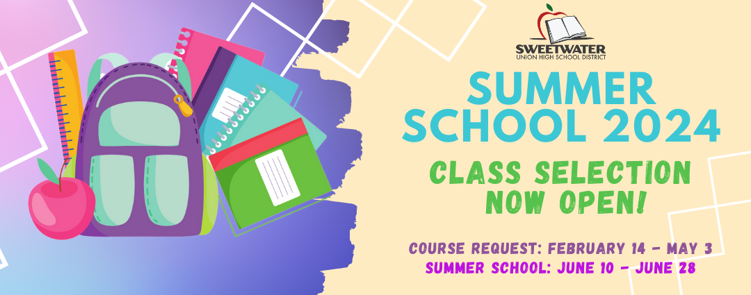 SUMMER
SCHOOL 2024
CLASS SELECTION
NOW OPEN!

COURSE REQUEST: FEBRUARY 14 - MAY 3
SUMMER SCHOOL: JUNE 10 - JUNE 28