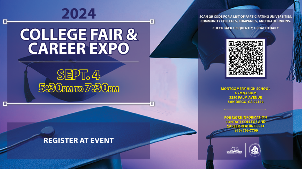 2024 College Fair and Career Expo, image with graduation caps