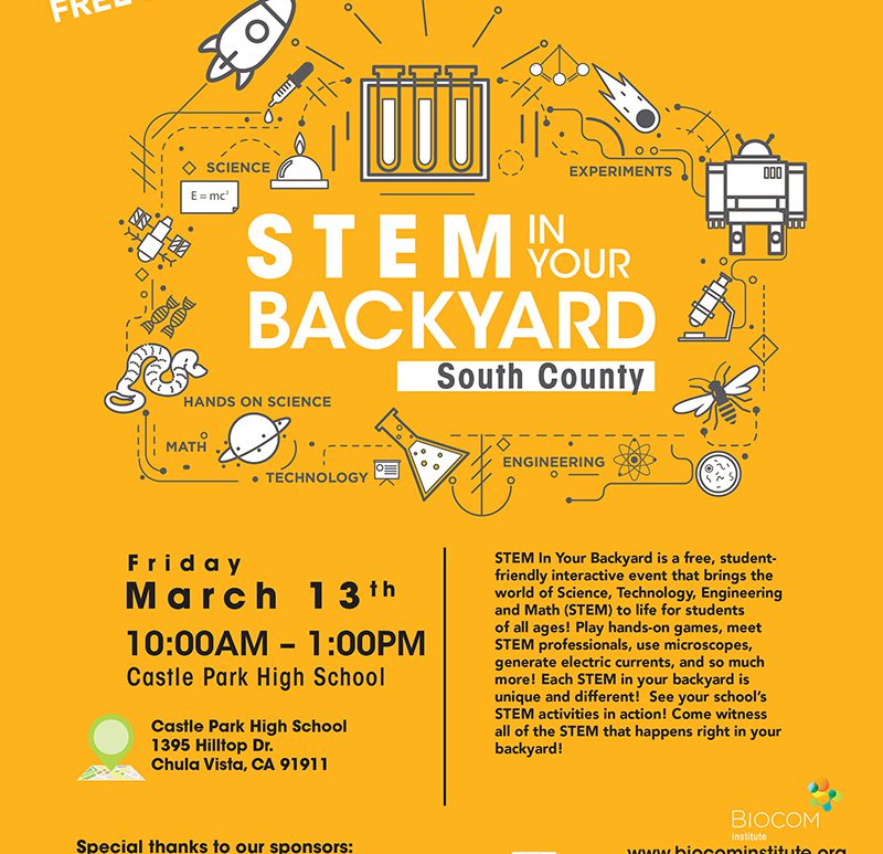 STEM in your Backyard South County at Castle Park High School - Friday, March 13th - 10am - 1pm