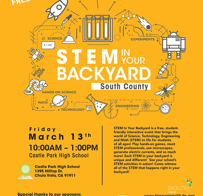 STEM in your Backyard South County at Castle Park High School - Friday, March 13th - 10am - 1pm