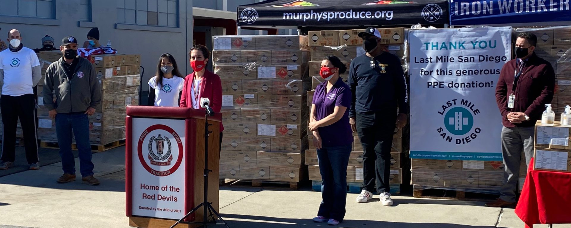 Sweetwater High School and City of National City Partner to Distribute PPE Representatives from Various Organizations Receive Essential Supplies