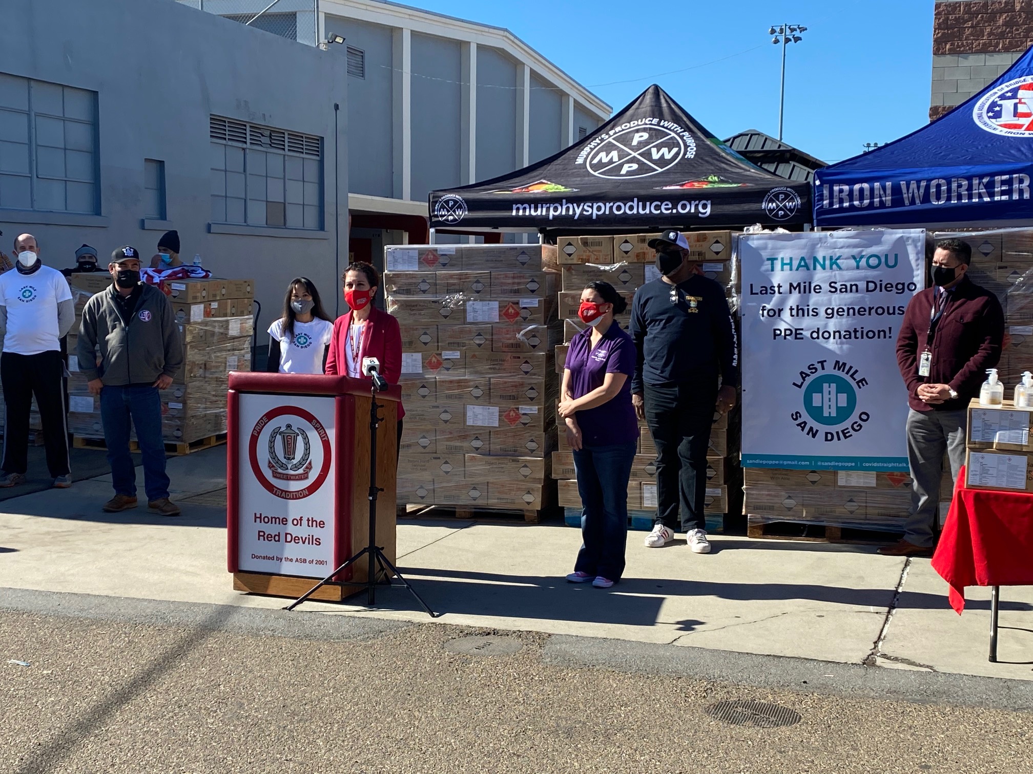 Sweetwater High School and City of National City Partner to Distribute PPE Representatives from Various Organizations Receive Essential Supplies