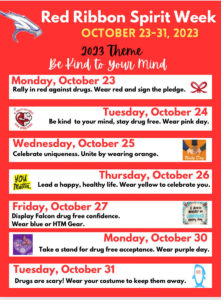 Red Ribbon Week Dress Up Days 10/26 - 10/30