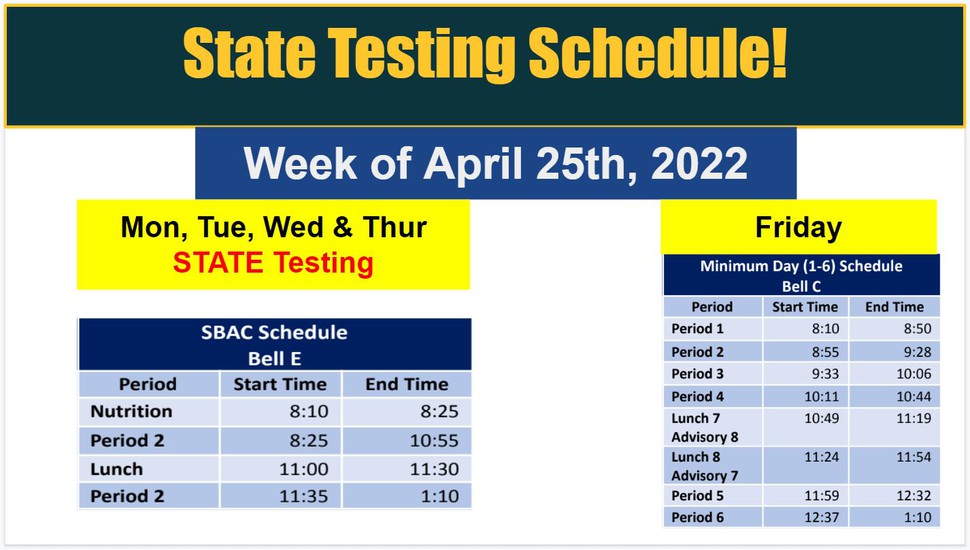 National City Middle School | testing schedule